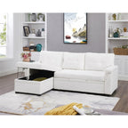 Divano componibile reversibile con letto estraibile, chaise longue con contenitore nascosto e gambe resistenti