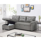 Divano componibile reversibile con letto estraibile, chaise longue con contenitore nascosto e gambe resistenti
