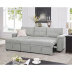 Divano componibile reversibile con letto estraibile, chaise longue con contenitore nascosto e gambe resistenti