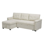 Divano componibile reversibile con letto estraibile, chaise longue con contenitore nascosto e gambe resistenti