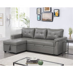Divano componibile reversibile con letto estraibile, chaise longue con contenitore nascosto e gambe resistenti