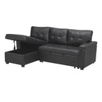 Divano componibile reversibile con letto estraibile, chaise longue con contenitore nascosto e gambe resistenti