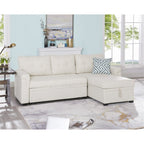 Divano componibile reversibile con letto estraibile, chaise longue con contenitore nascosto e gambe resistenti