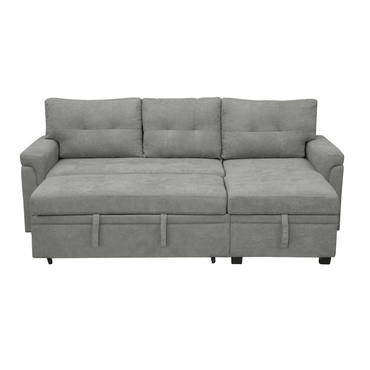 Divano componibile reversibile con letto estraibile, chaise longue con contenitore nascosto e gambe resistenti