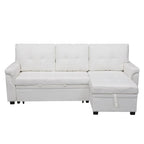 Divano componibile reversibile con letto estraibile, chaise longue con contenitore nascosto e gambe resistenti