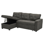 Divano componibile reversibile con letto estraibile, chaise longue con contenitore nascosto e gambe resistenti