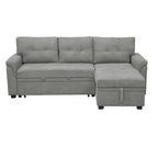 Divano componibile reversibile con letto estraibile, chaise longue con contenitore nascosto e gambe resistenti