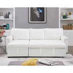 Divano componibile reversibile con letto estraibile, chaise longue con contenitore nascosto e gambe resistenti