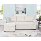 Divano componibile reversibile con letto estraibile, chaise longue con contenitore nascosto e gambe resistenti