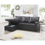 Divano componibile reversibile con letto estraibile, chaise longue con contenitore nascosto e gambe resistenti