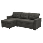 Divano componibile reversibile con letto estraibile, chaise longue con contenitore nascosto e gambe resistenti