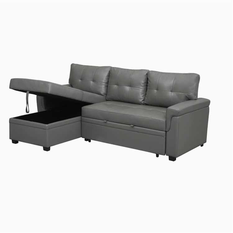 Divano componibile reversibile con letto estraibile, chaise longue con contenitore nascosto e gambe resistenti