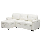 Divano componibile reversibile con letto estraibile, chaise longue con contenitore nascosto e gambe resistenti