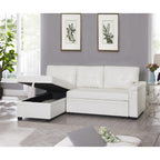 Divano componibile reversibile con letto estraibile, chaise longue con contenitore nascosto e gambe resistenti