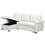 Divano componibile reversibile con letto estraibile, chaise longue con contenitore nascosto e gambe resistenti