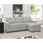 Divano componibile reversibile con letto estraibile, chaise longue con contenitore nascosto e gambe resistenti