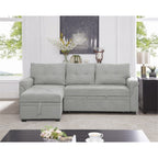 Divano componibile reversibile con letto estraibile, chaise longue con contenitore nascosto e gambe resistenti