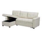 Divano componibile reversibile con letto estraibile, chaise longue con contenitore nascosto e gambe resistenti