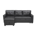 Divano componibile reversibile con letto estraibile, chaise longue con contenitore nascosto e gambe resistenti