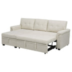 Divano componibile reversibile con letto estraibile, chaise longue con contenitore nascosto e gambe resistenti
