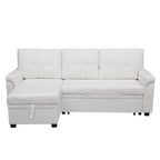 Divano componibile reversibile con letto estraibile, chaise longue con contenitore nascosto e gambe resistenti