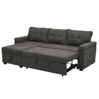 Divano componibile reversibile con letto estraibile, chaise longue con contenitore nascosto e gambe resistenti