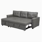 Divano componibile reversibile con letto estraibile, chaise longue con contenitore nascosto e gambe resistenti