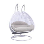 Sedia a forma di uovo sospesa LeisureMod per 2 persone con supporto - Amaca da esterno/interno in rattan e vimini per patio con cuscini