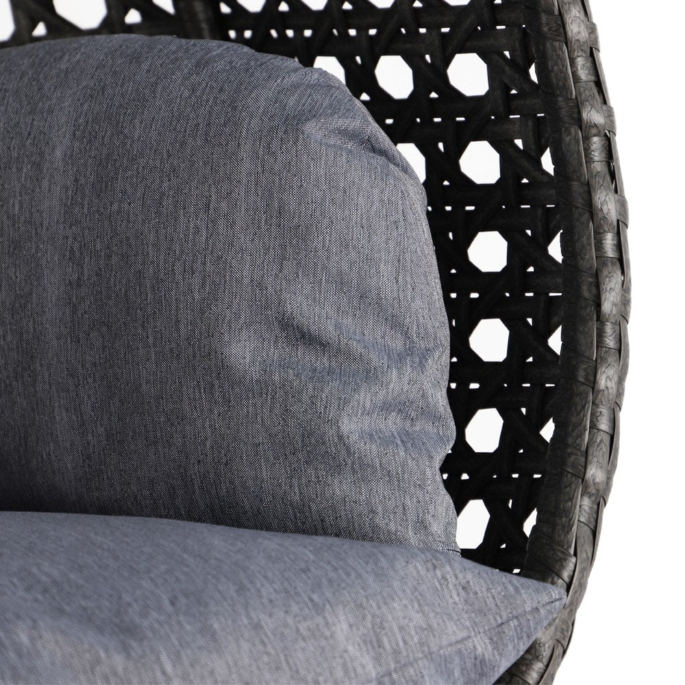 Sedia a forma di uovo sospesa LeisureMod per 2 persone con supporto - Amaca da esterno/interno in rattan e vimini per patio con cuscini