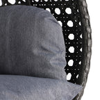 Sedia a forma di uovo sospesa LeisureMod per 2 persone con supporto - Amaca da esterno/interno in rattan e vimini per patio con cuscini