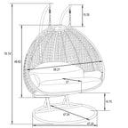 Sedia a forma di uovo sospesa LeisureMod per 2 persone con supporto - Amaca da esterno/interno in rattan e vimini per patio con cuscini