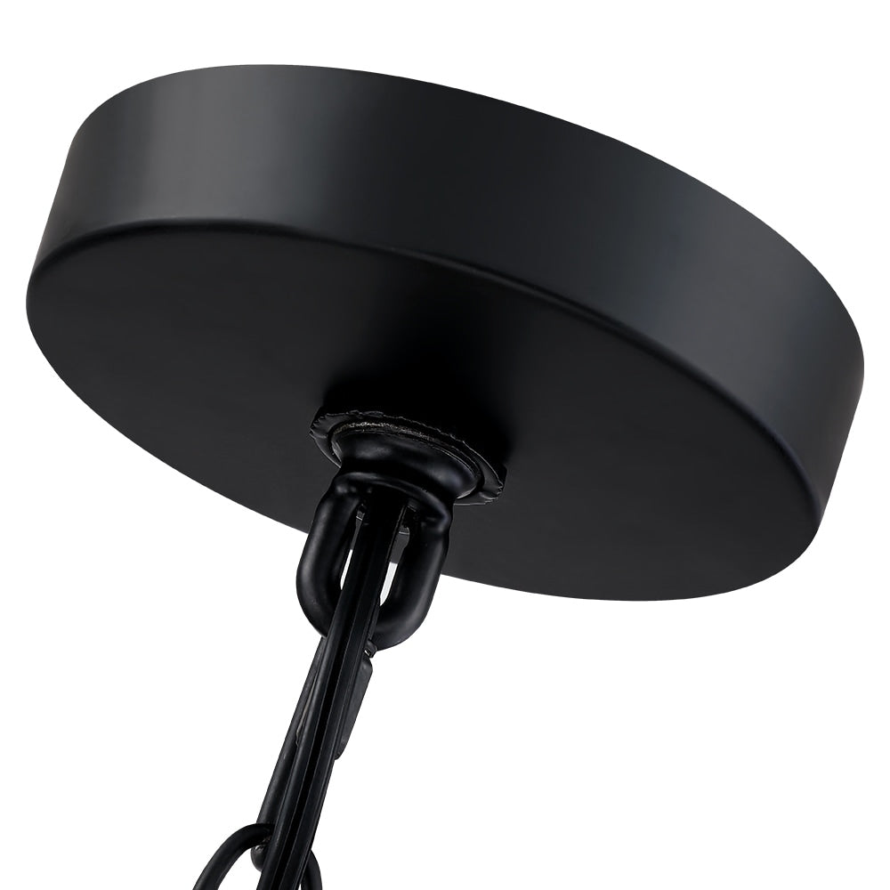 Lampadario a tamburo in rattan a 4 livelli Lennie da 20 pollici con baldacchino nero - 20 pollici di larghezza - 20 pollici di larghezza