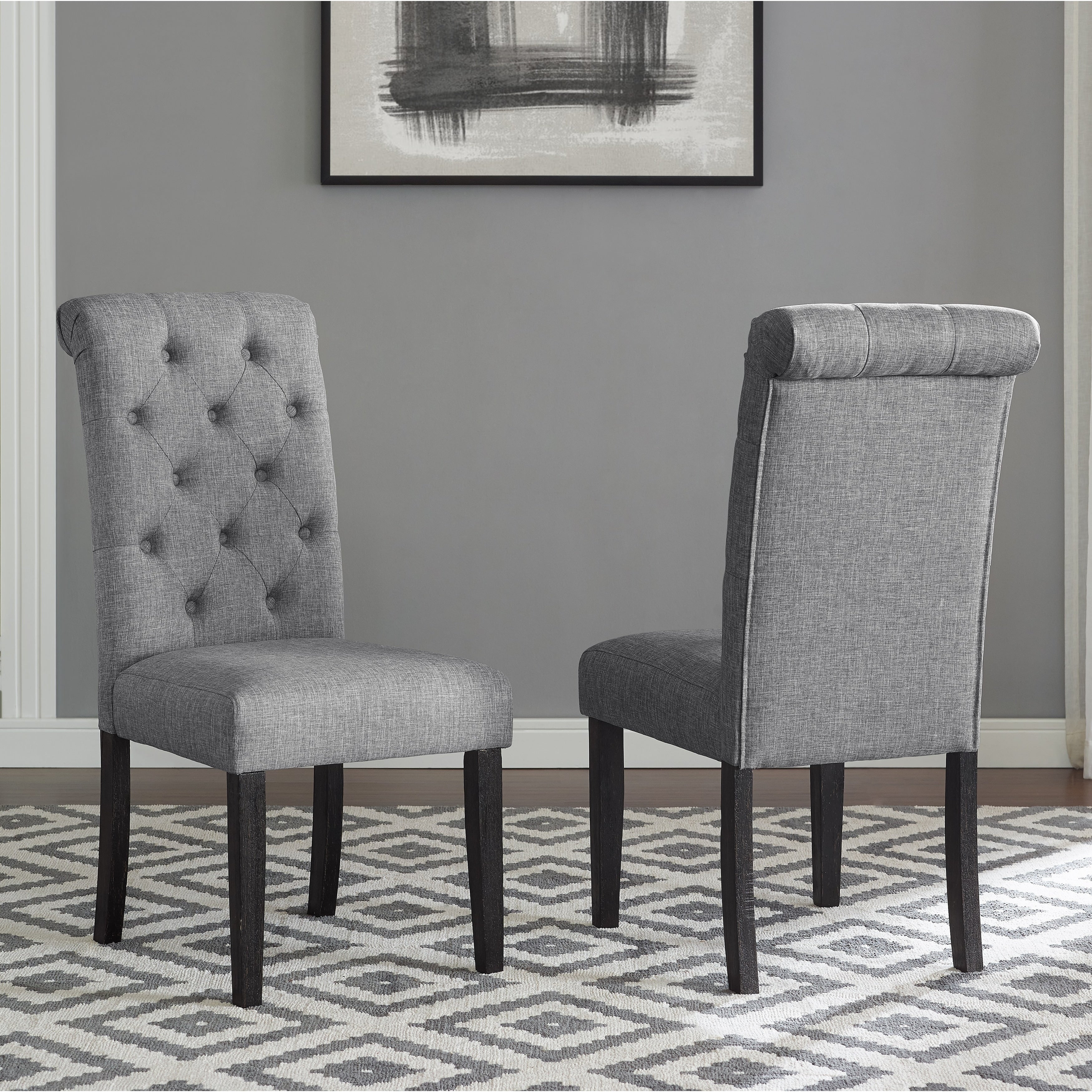 Sedia da pranzo imbottita in legno massello Leviton di Roundhill Furniture (set da 2)