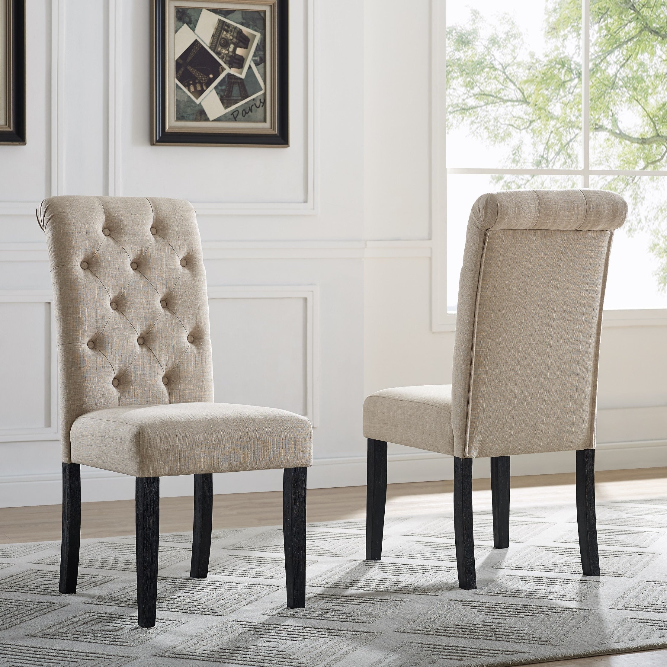 Sedia da pranzo imbottita in legno massello Leviton di Roundhill Furniture (set da 2)