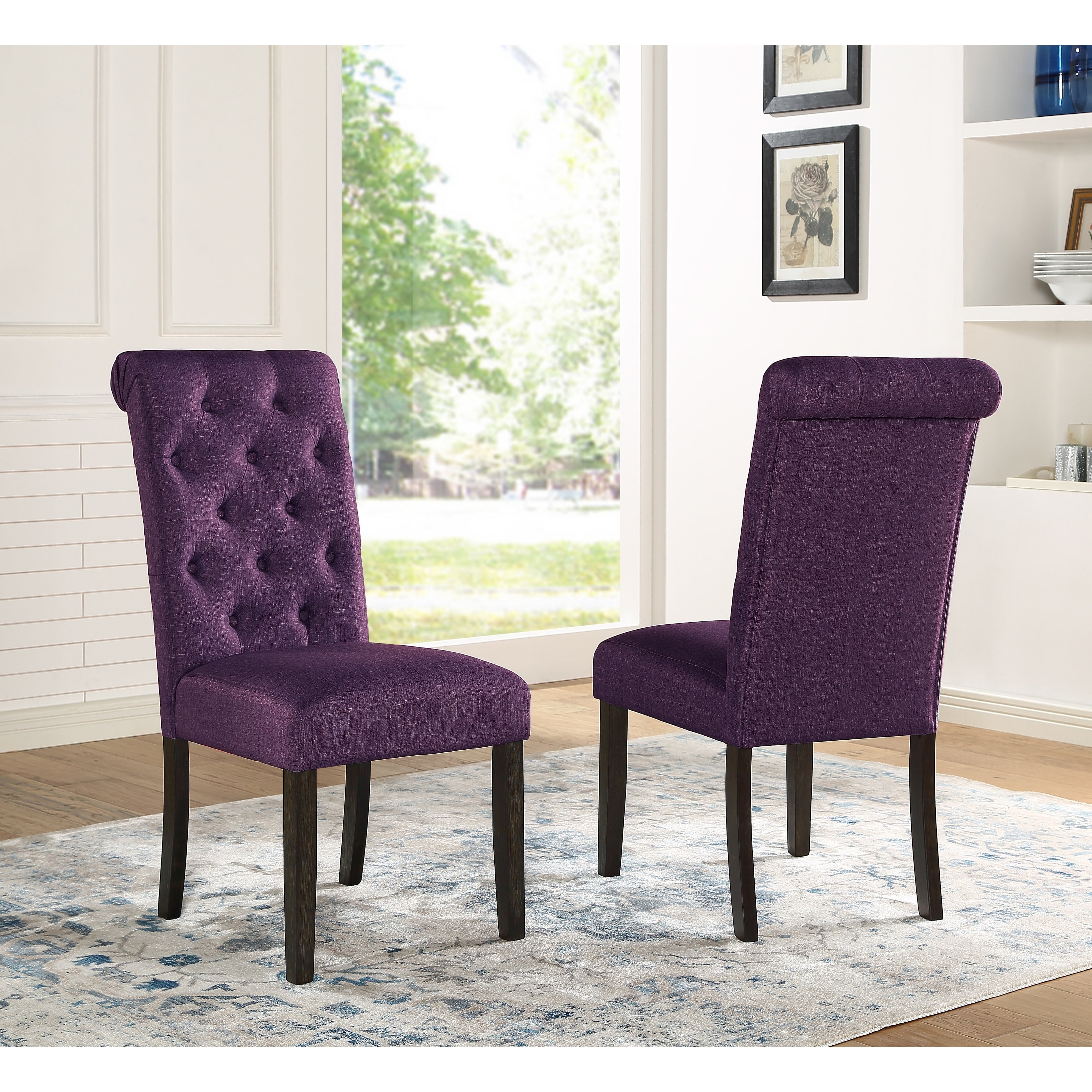 Sedia da pranzo imbottita in legno massello Leviton di Roundhill Furniture (set da 2)