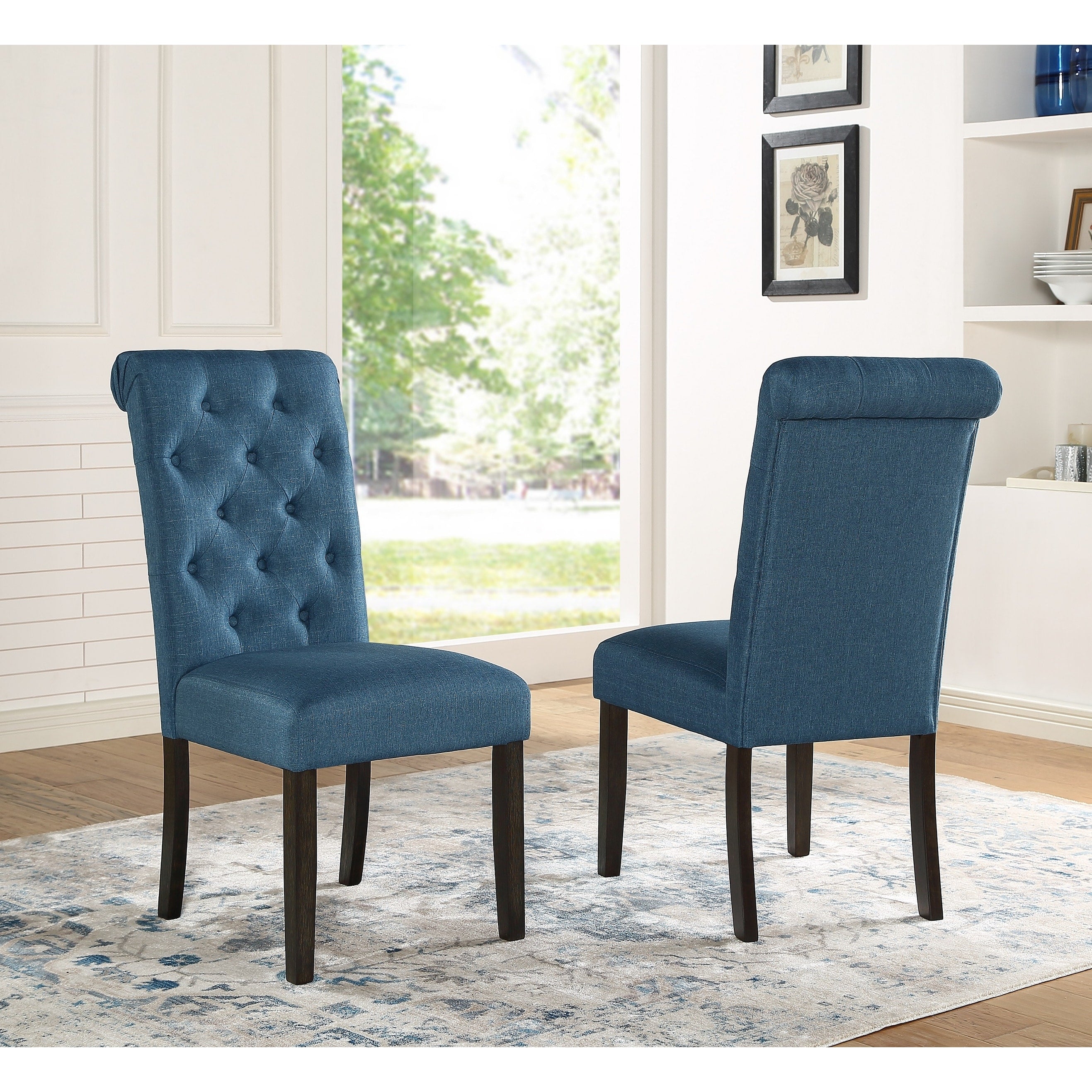 Sedia da pranzo imbottita in legno massello Leviton di Roundhill Furniture (set da 2)