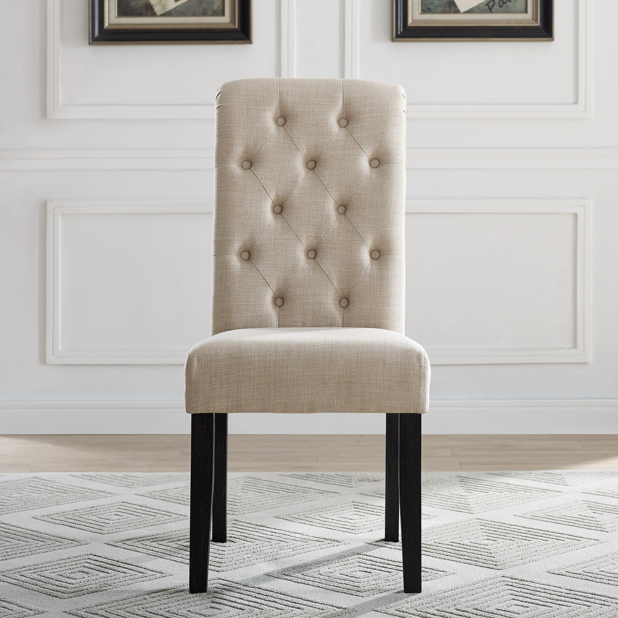 Sedia da pranzo imbottita in legno massello Leviton di Roundhill Furniture (set da 2)