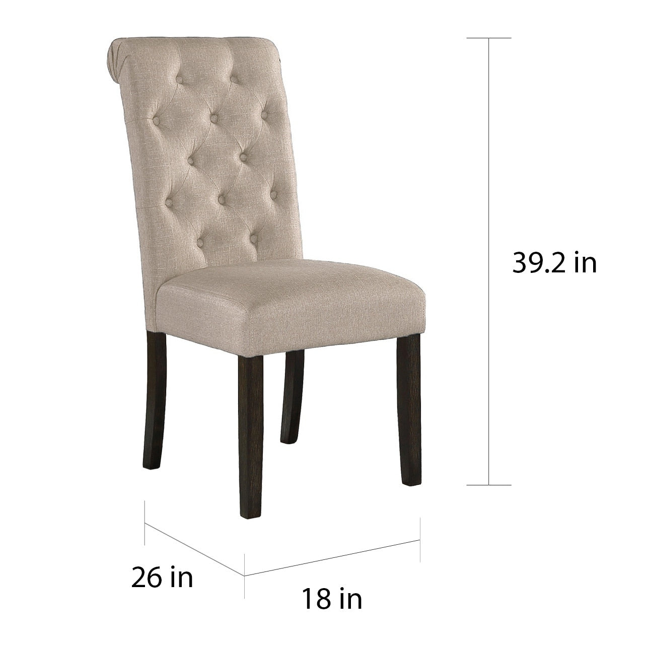 Sedia da pranzo imbottita in legno massello Leviton di Roundhill Furniture (set da 2)
