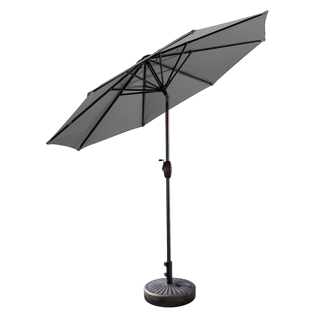 Ombrellone da giardino Lopes da 9 piedi con base in finitura bronzo e supporto per pesi incluso