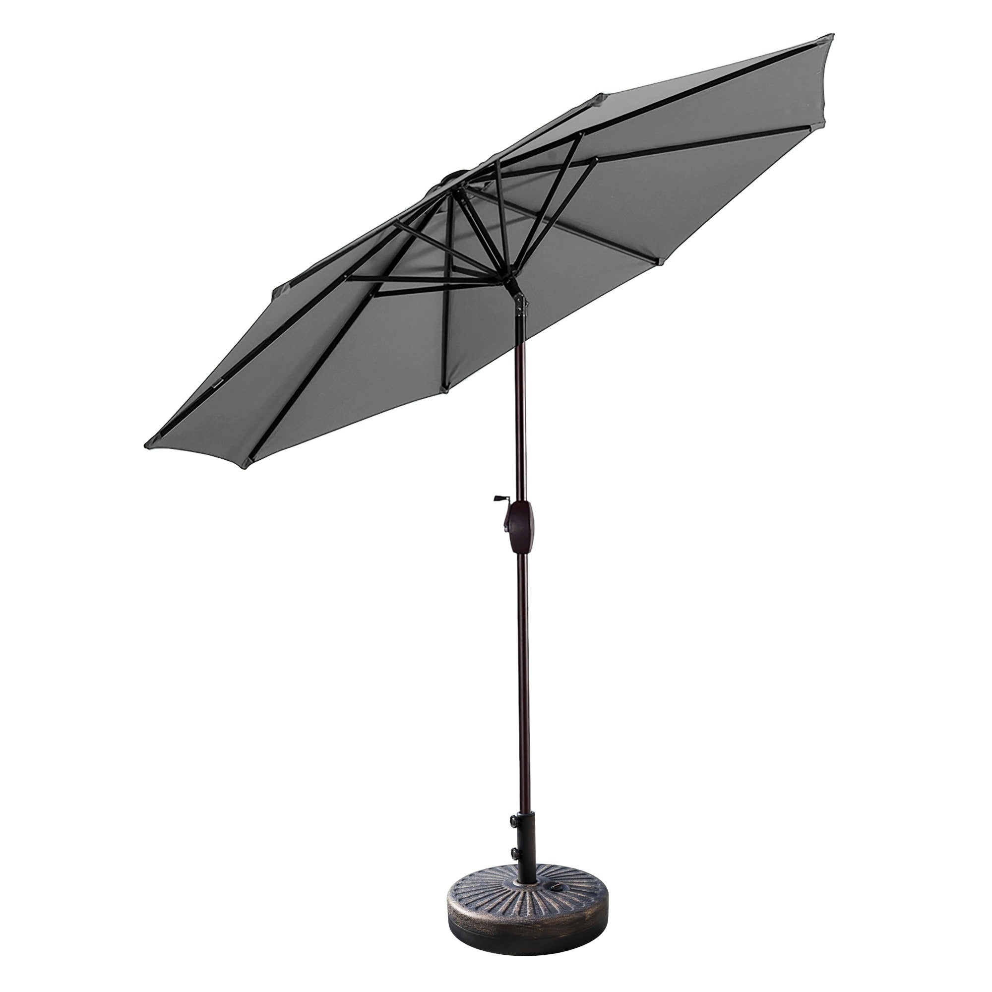 Ombrellone da giardino Lopes da 9 piedi con base in finitura bronzo e supporto per pesi incluso