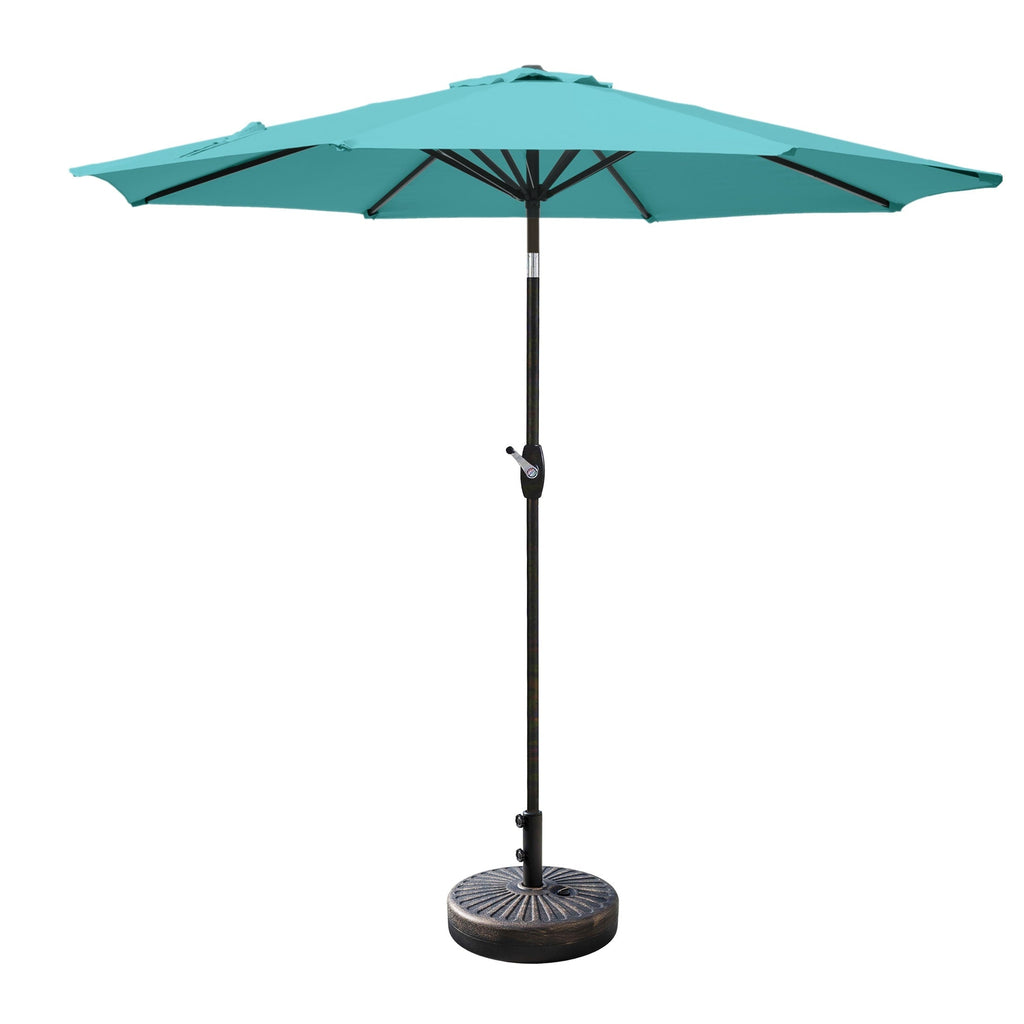 Ombrellone da giardino Lopes da 9 piedi con base in finitura bronzo e supporto per pesi incluso