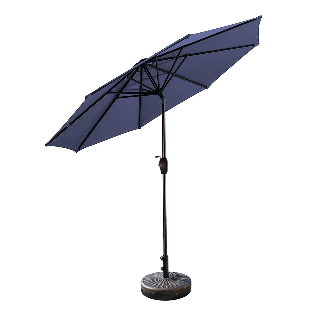 Ombrellone da giardino Lopes da 9 piedi con base in finitura bronzo e supporto per pesi incluso