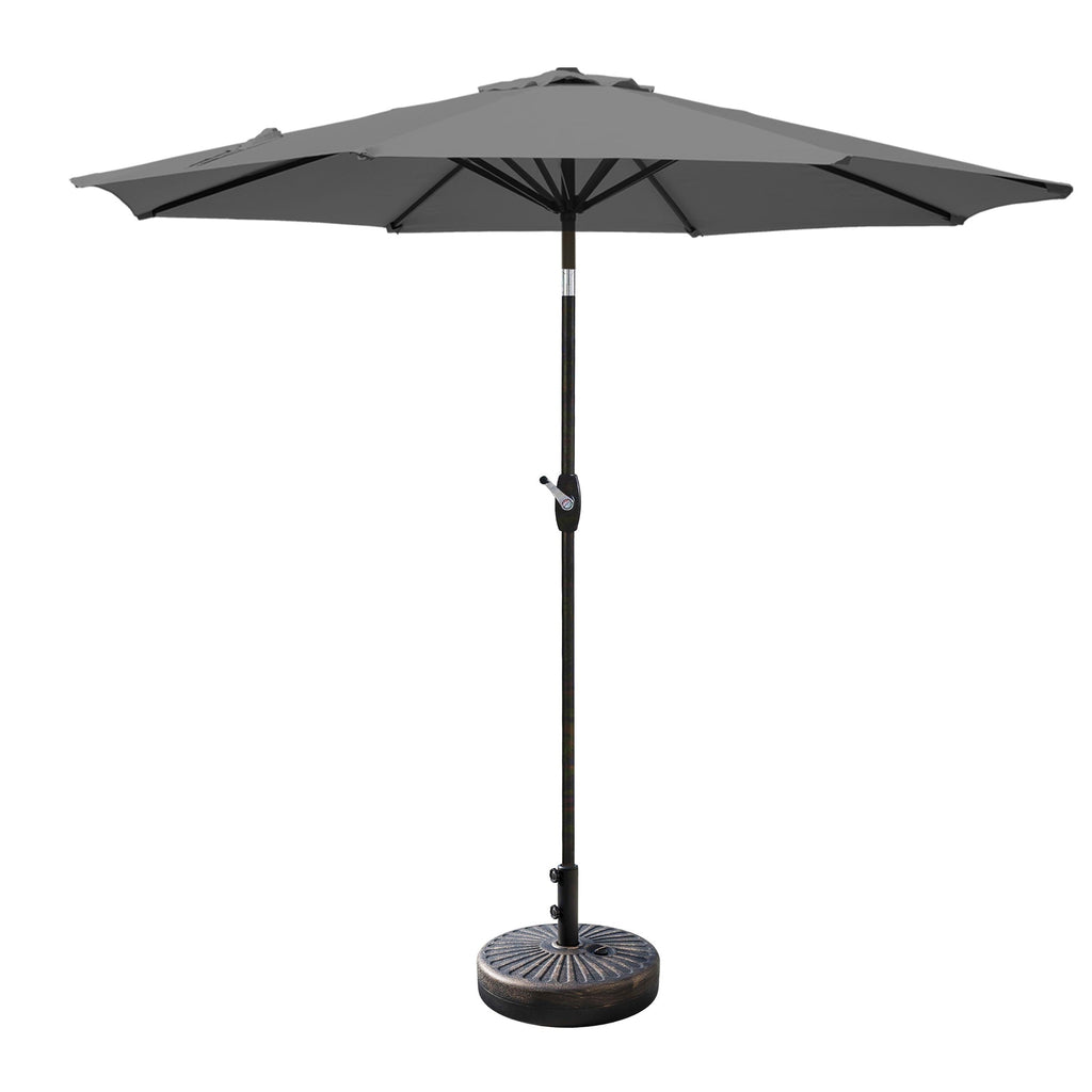 Ombrellone da giardino Lopes da 9 piedi con base in finitura bronzo e supporto per pesi incluso