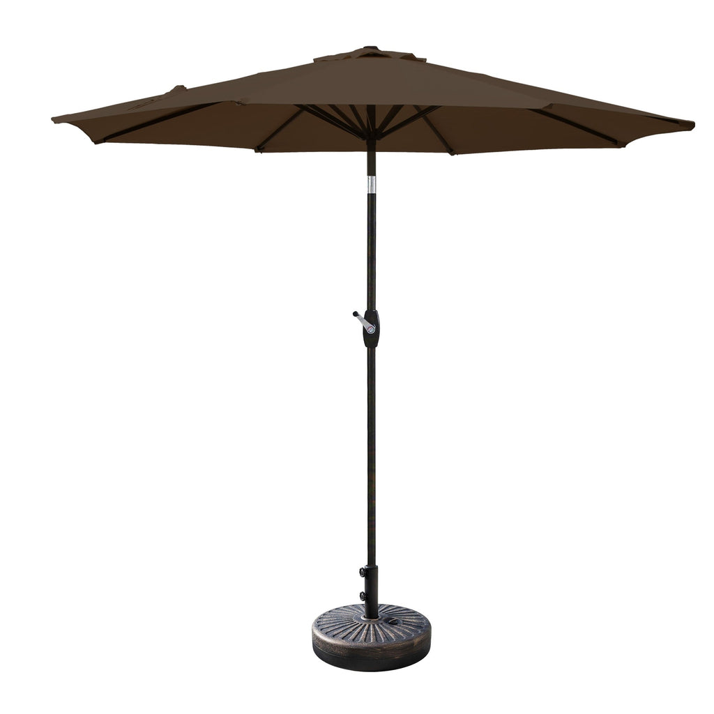 Ombrellone da giardino Lopes da 9 piedi con base in finitura bronzo e supporto per pesi incluso