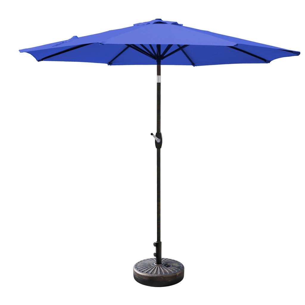 Ombrellone da giardino Lopes da 9 piedi con base in finitura bronzo e supporto per pesi incluso