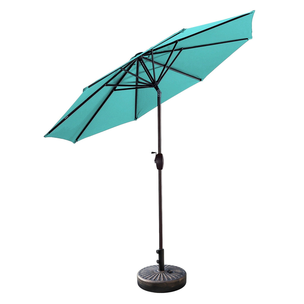 Ombrellone da giardino Lopes da 9 piedi con base in finitura bronzo e supporto per pesi incluso