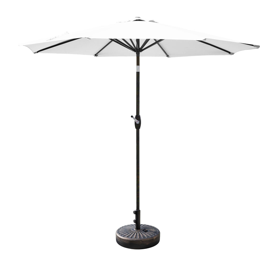 Ombrellone da giardino Lopes da 9 piedi con base in finitura bronzo e supporto per pesi incluso