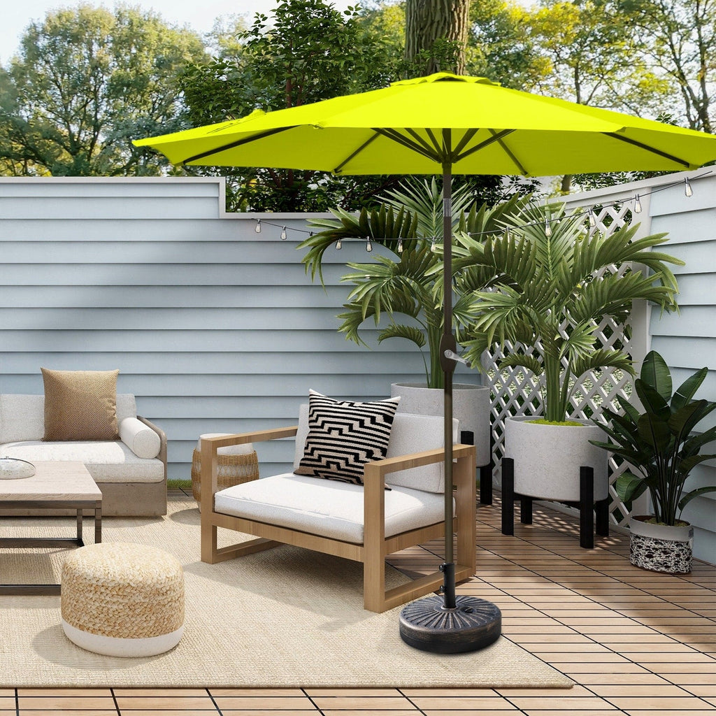 Ombrellone da giardino Lopes da 9 piedi con base in finitura bronzo e supporto per pesi incluso