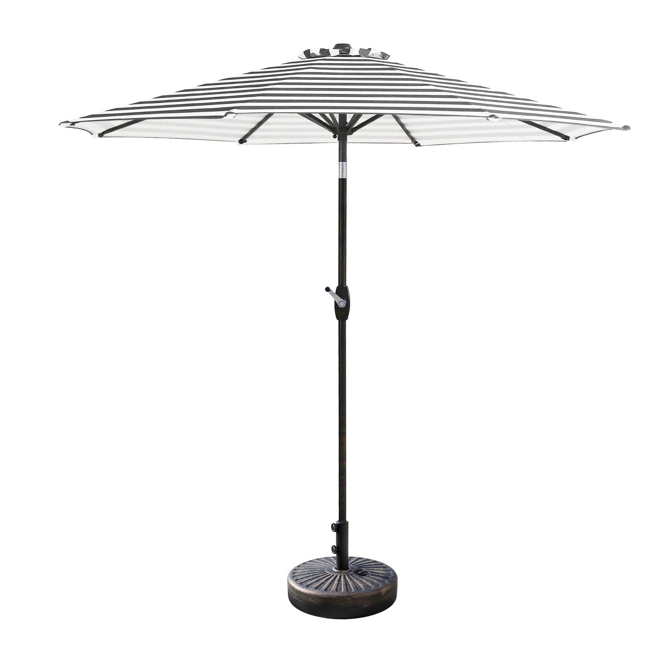 Ombrellone da giardino Lopes da 9 piedi con base in finitura bronzo e supporto per pesi incluso