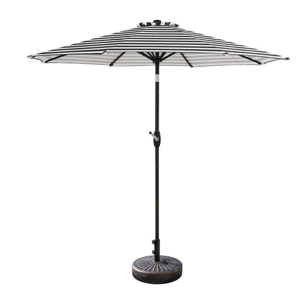 Ombrellone da giardino Lopes da 9 piedi con base in finitura bronzo e supporto per pesi incluso